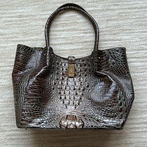 Brahmin Large Mallory Melbourne Tote Satchel Croc Embossed Leather